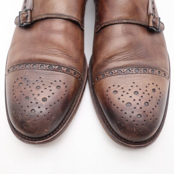 Magnanni Wingtip Double Monk Strap Men's Size 10 M Brown Leather  Dress Shoes - Picture 11 of 12